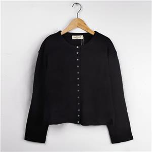 black button down O neck jacket