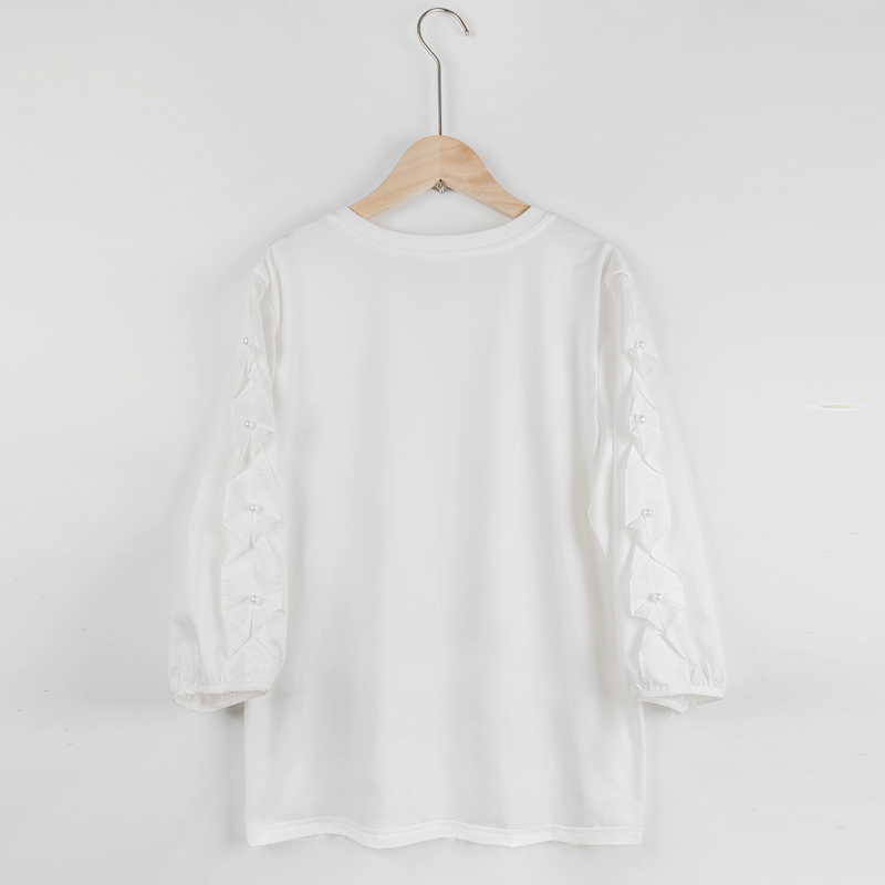 white ruffle sleeve blouse