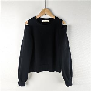 black hollowout sleeve tops blouse