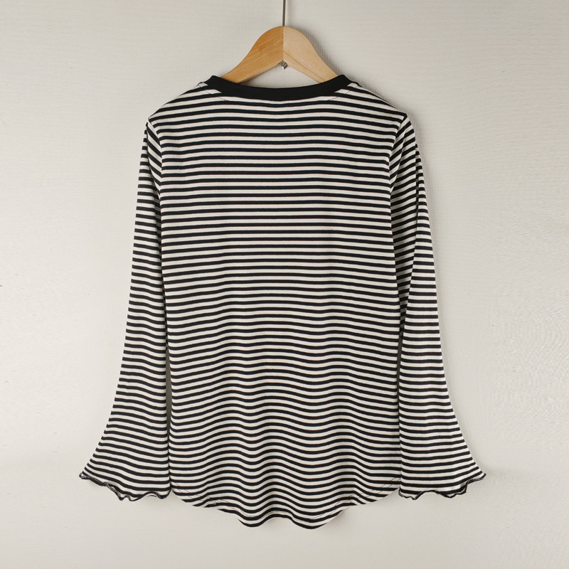 black stripe flare sleeve shirts