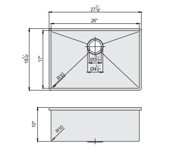 Apron Commercial Single Vessel Topmount Sink