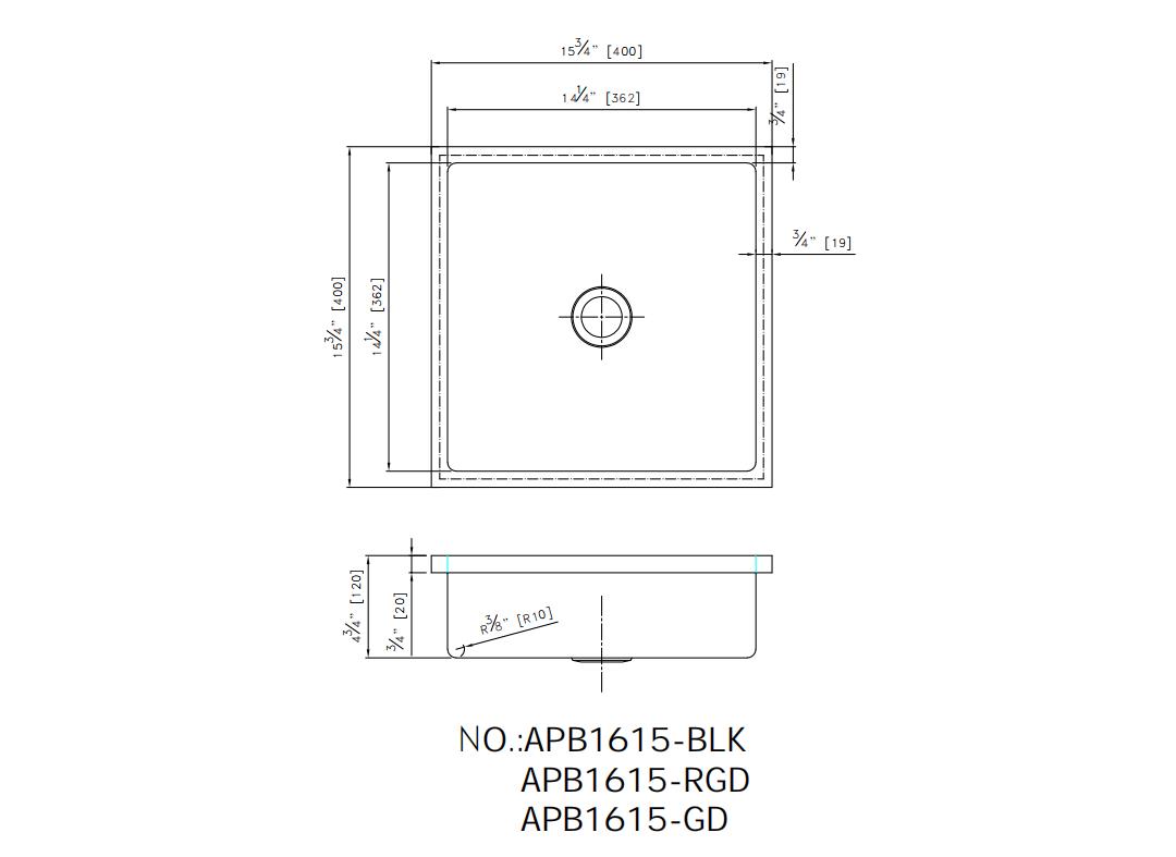 Lavello da appoggio in oro con grembiule da incasso in acciaio inox 304