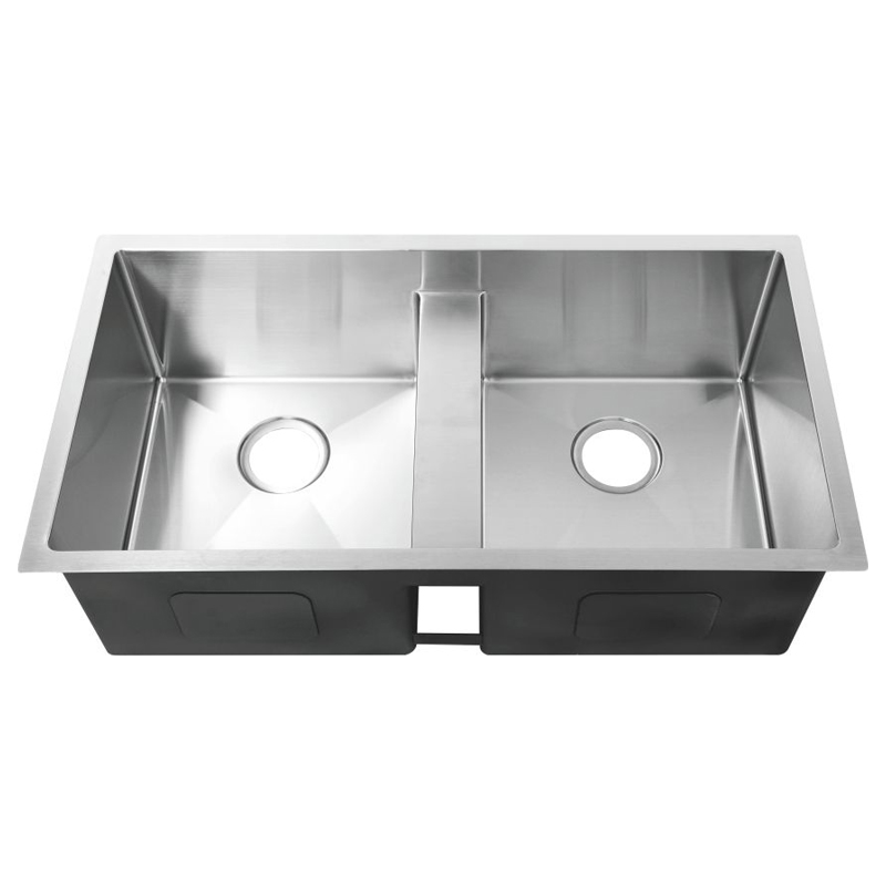33 Workstation Double Bowl Low Divide Stainless Steel Sink