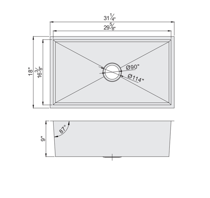 Chậu rửa bát đơn SS chải niken 30x18