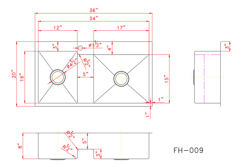 304 Double Bowl Low Divider Topmount Kitchen Sink