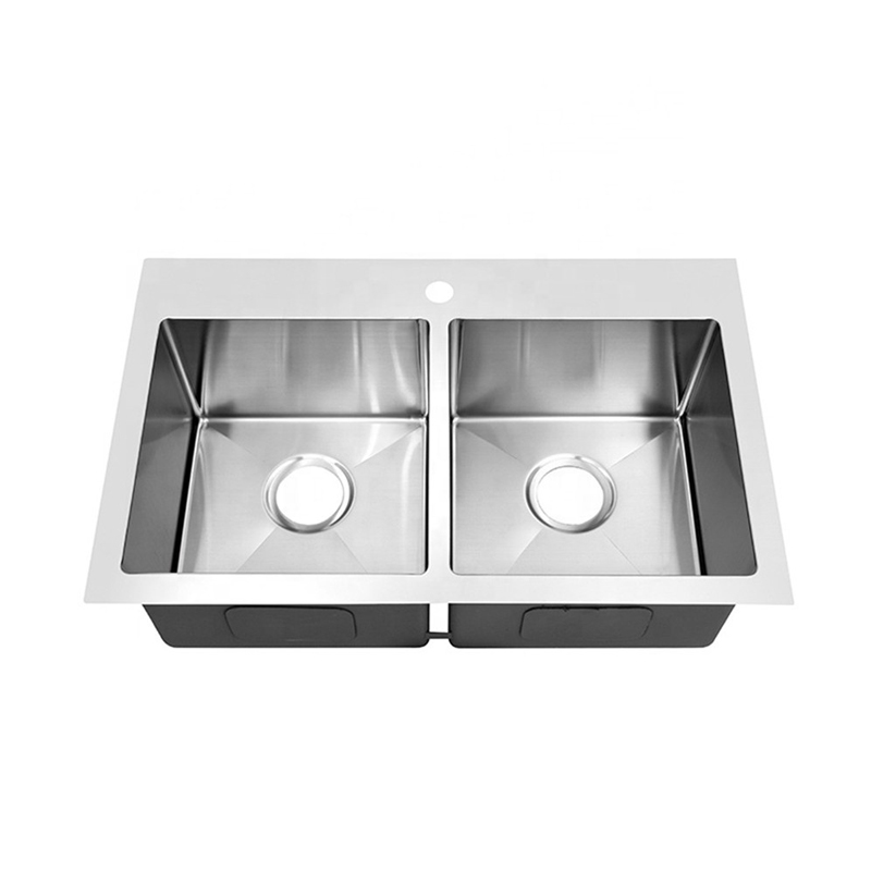 double bowl stainless steel kitchen topmount