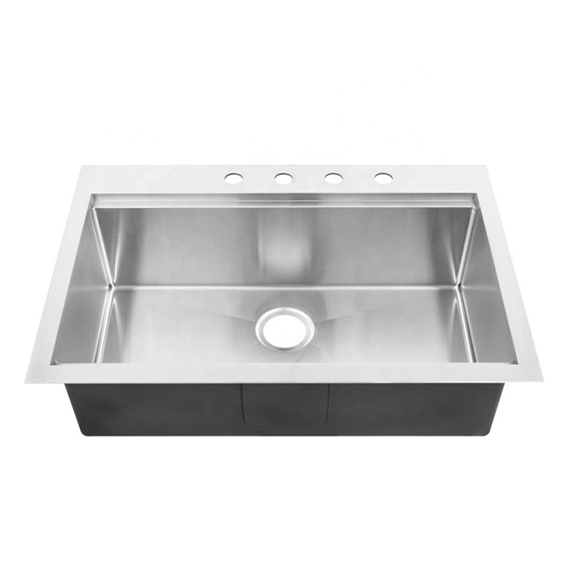 Top Mount Stainless Steel Single Bowl 4 Hole Drop In Sink