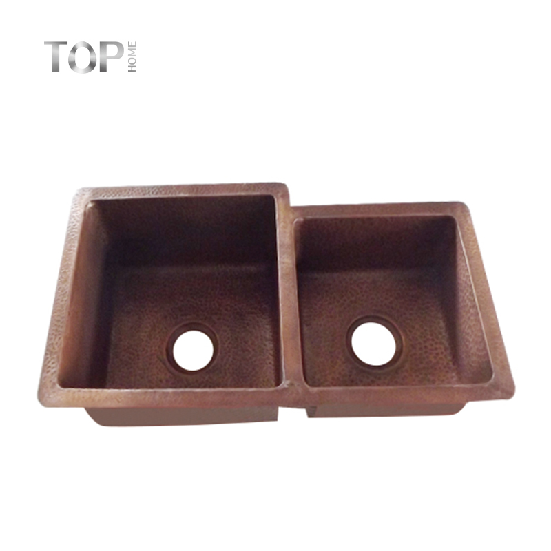 Retro Artistic Design Kitchen Countertop Copper Wash Vessel Bowl Basin Sink