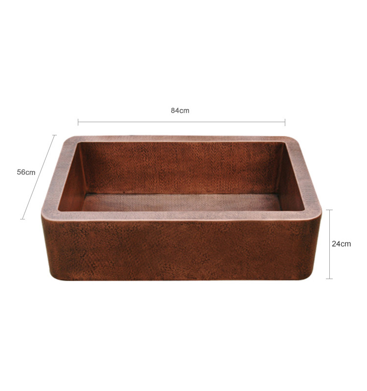 Factory Direct Supply Rectangle Kitchen Counter Apron Copper Basins Sink