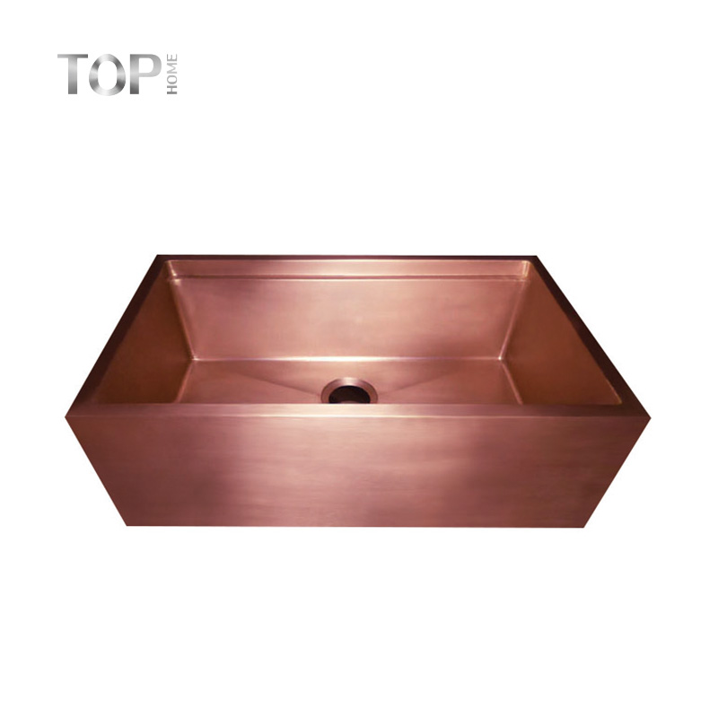 High Quality Unique Single Bowl Rectangular Embossed Copper Sinks For Sale