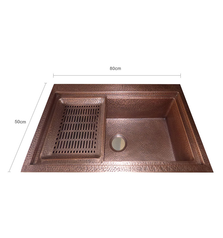 Factory Wholesale Price Handmade Antique Copper Metal Kitchen Sinks For Farm