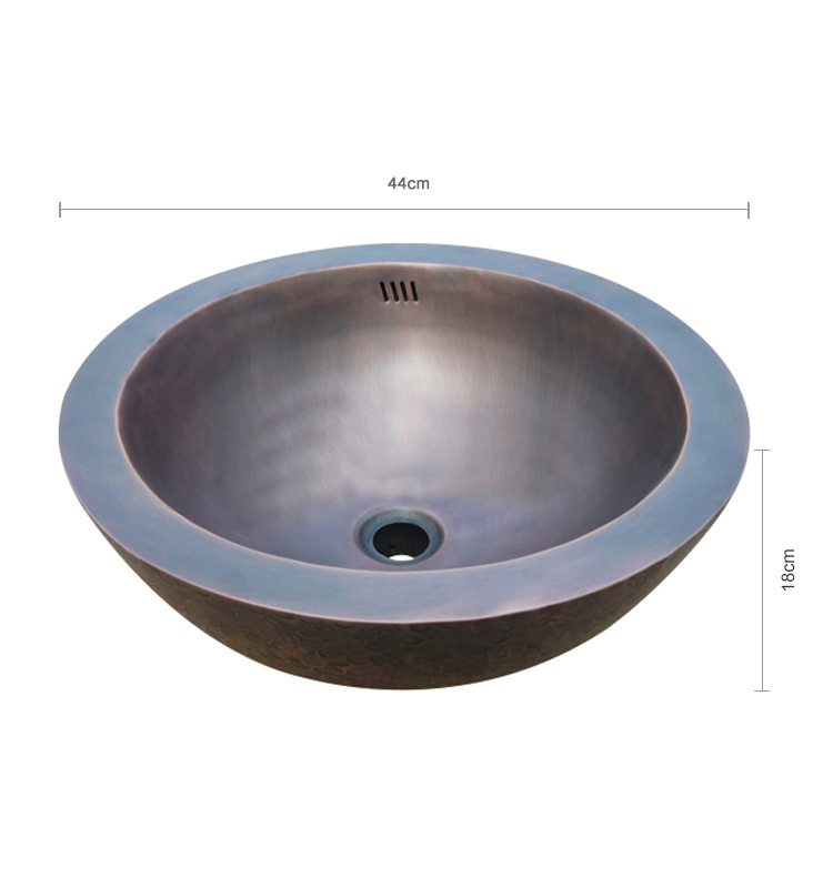 Traditional Design Pragmatic Handcrafted Copper Bowl Vessel Bathroom Sink For Sale