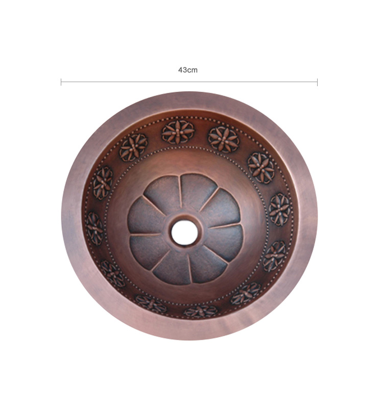 Fregadero de cobre del lavabo de la cara del lavado de la vanidad del cuarto de baño del diseño del arte del color de cobre del estilo del vintage