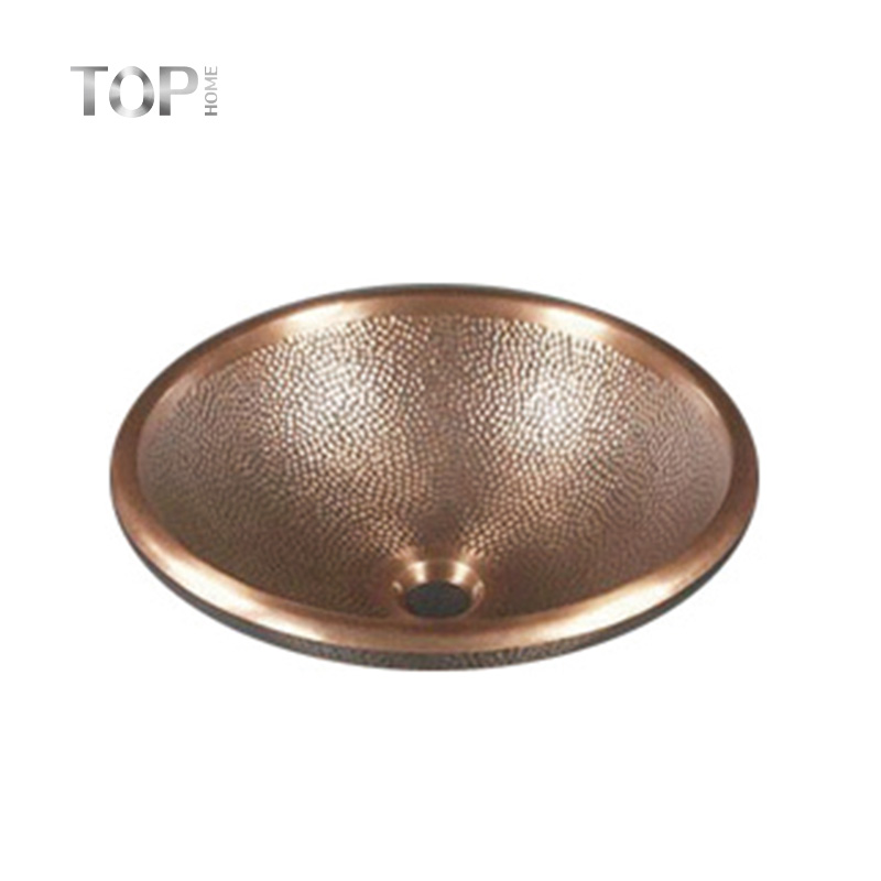 高品質のラウンド真鍮銅洗面台浴室手洗い小さな洗面器シンク