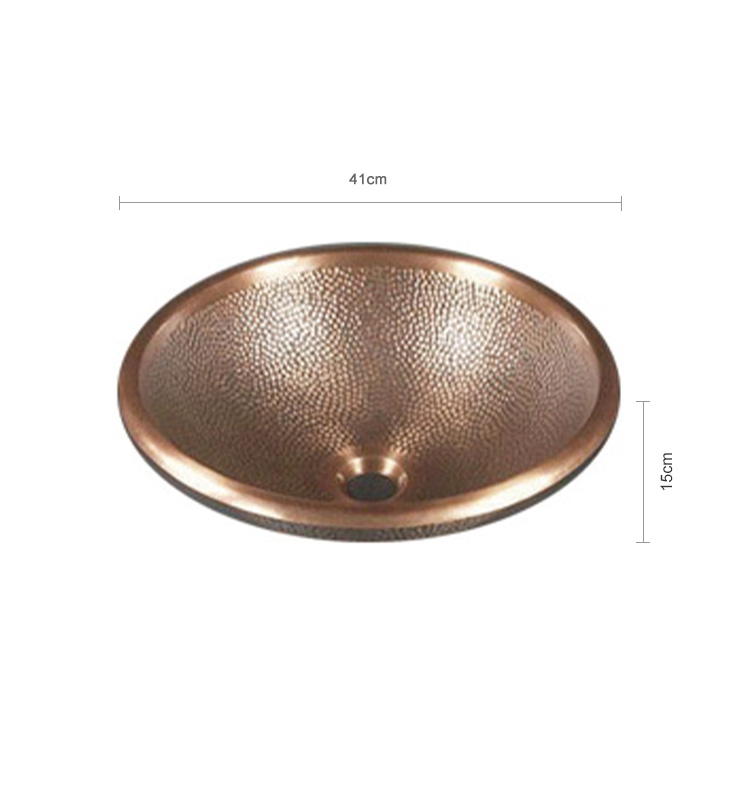 High Quality Round Brass Copper Washbasin Bathroom Hand Wash Small Basin Sinks