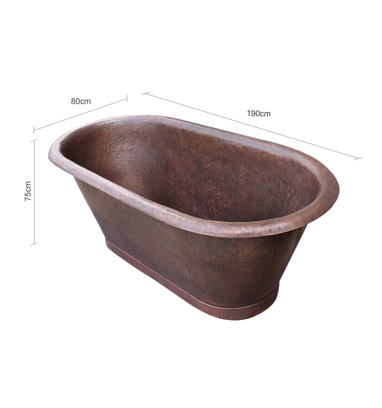 Factory Direct Sale Handmade Hammered Freestanding Bathtub Copper For Bathroom