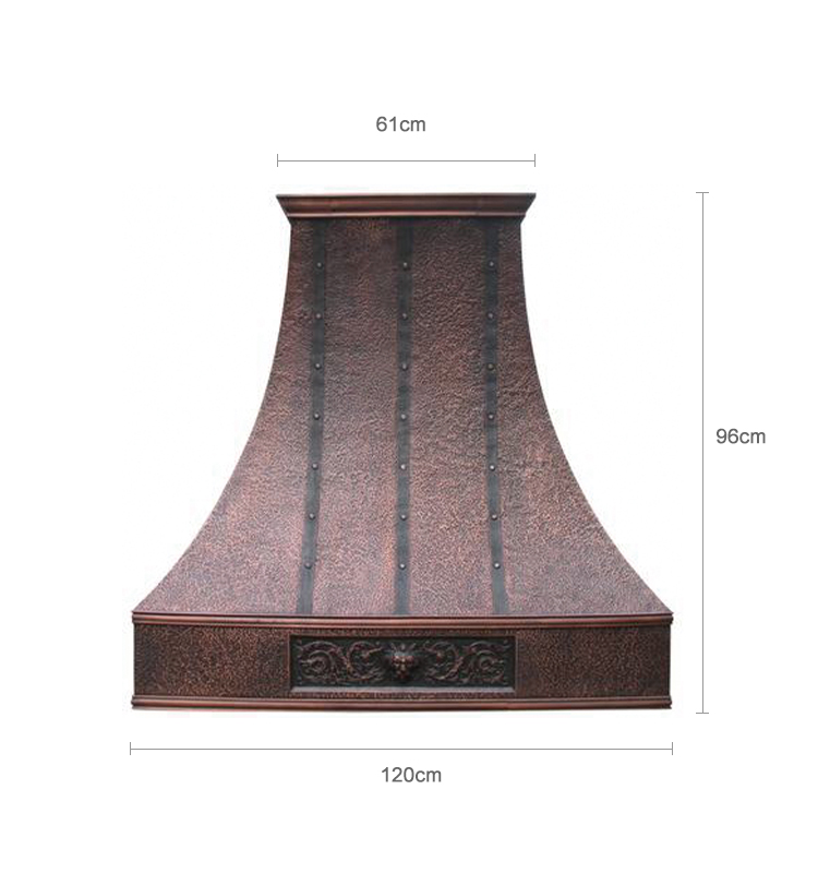 New Design Black Strip Rivet Finishing Chimney Canopy Wall Mount Copper Range Hood Cover