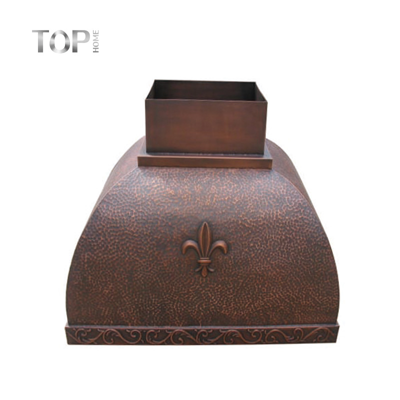 Cubierta de campana extractora de chimenea de cocina de cobre martillado a mano de alta calidad personalizada