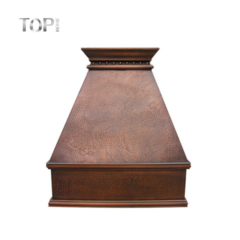 Cubierta de cobre montada en la pared antigua hecha a mano de la campana extractora de la cocina del diseño novedoso