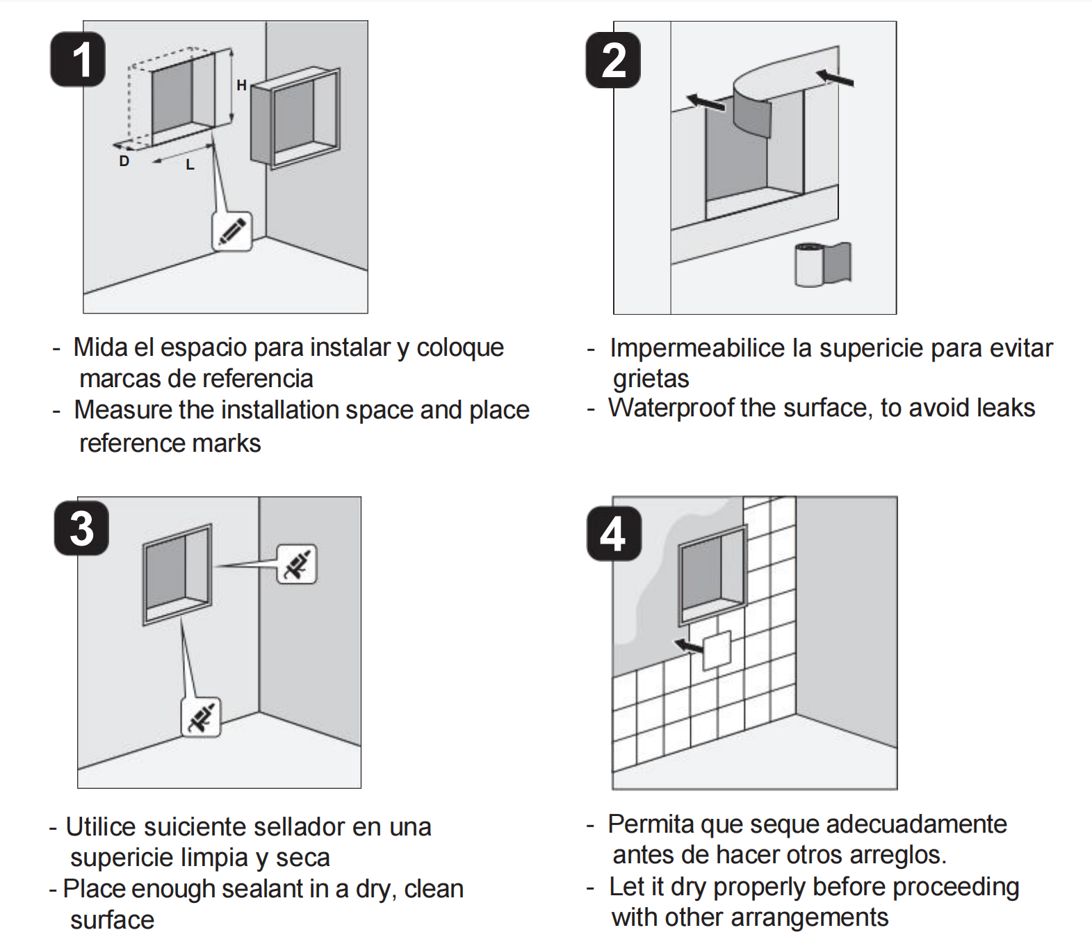 install the shower niches on the wall