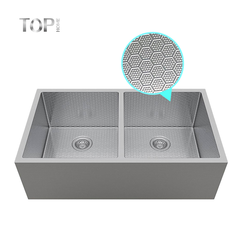 Tophome stainless steel farmhouse kitchen double sink