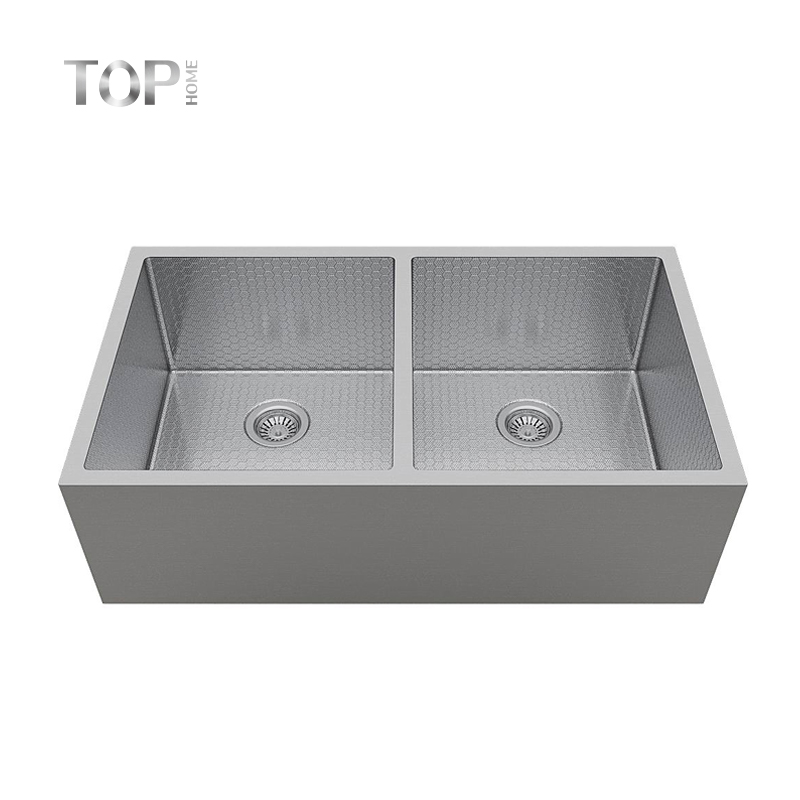 Lavello doppio per cucina in acciaio inox Tophome