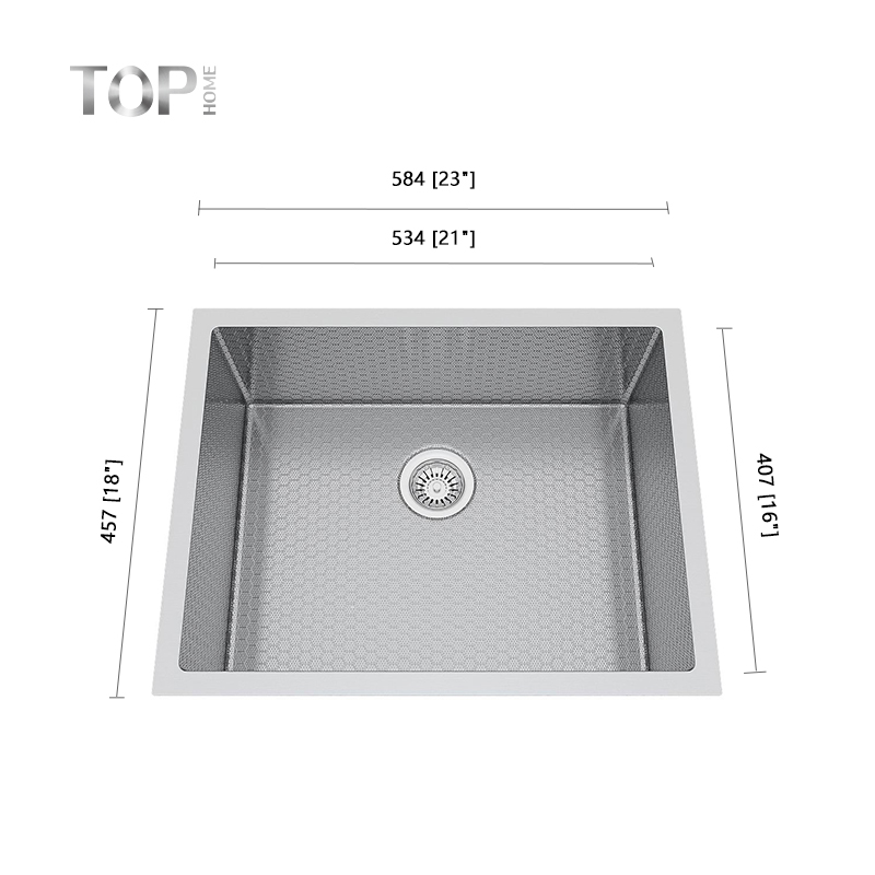 Évier de cuisine simple sous plan en acier inoxydable 304