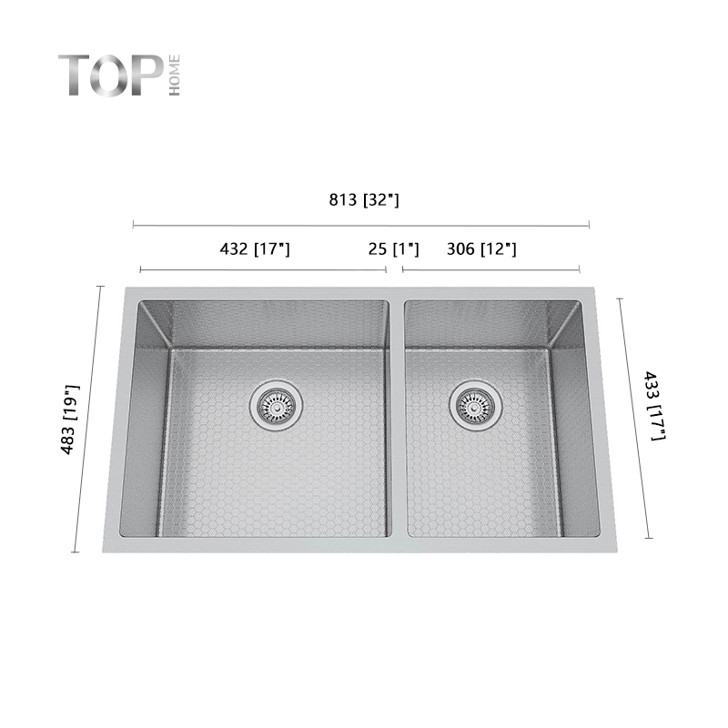 Undermount honeycomb double kitchen sink