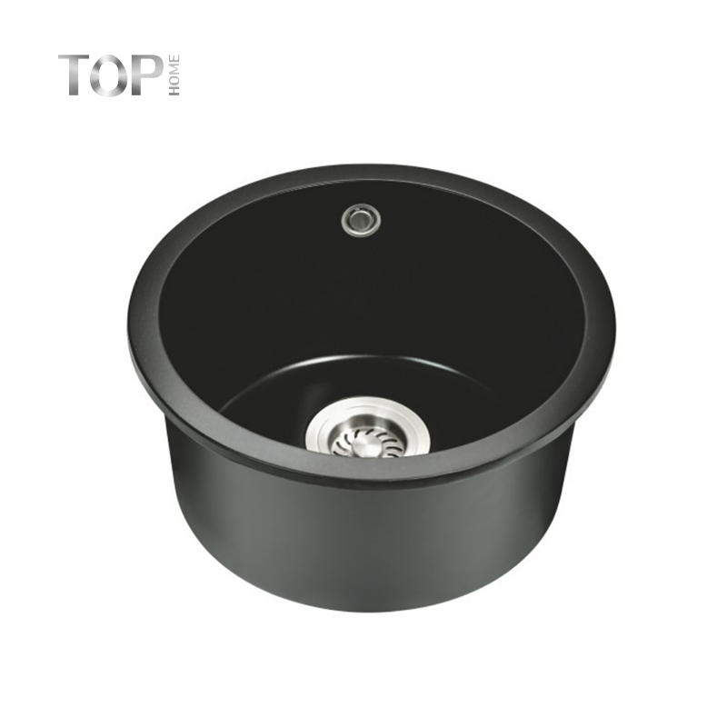 Lavabo de salle de bain rond en pierre de quartz