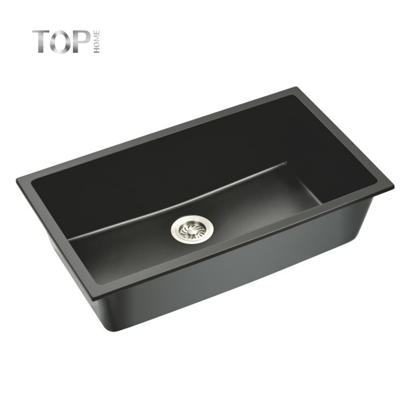 Single Bowl Black Quartz Undermount Indoor Kitchen Sink