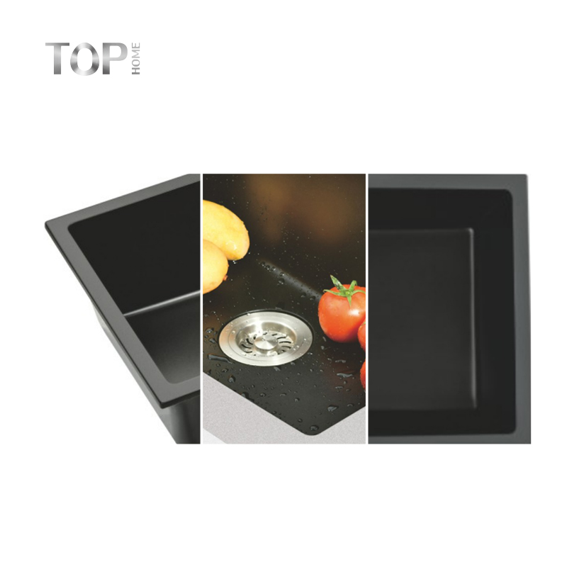 Single Bowl Black Quartz Undermount Indoor Kitchen Sink