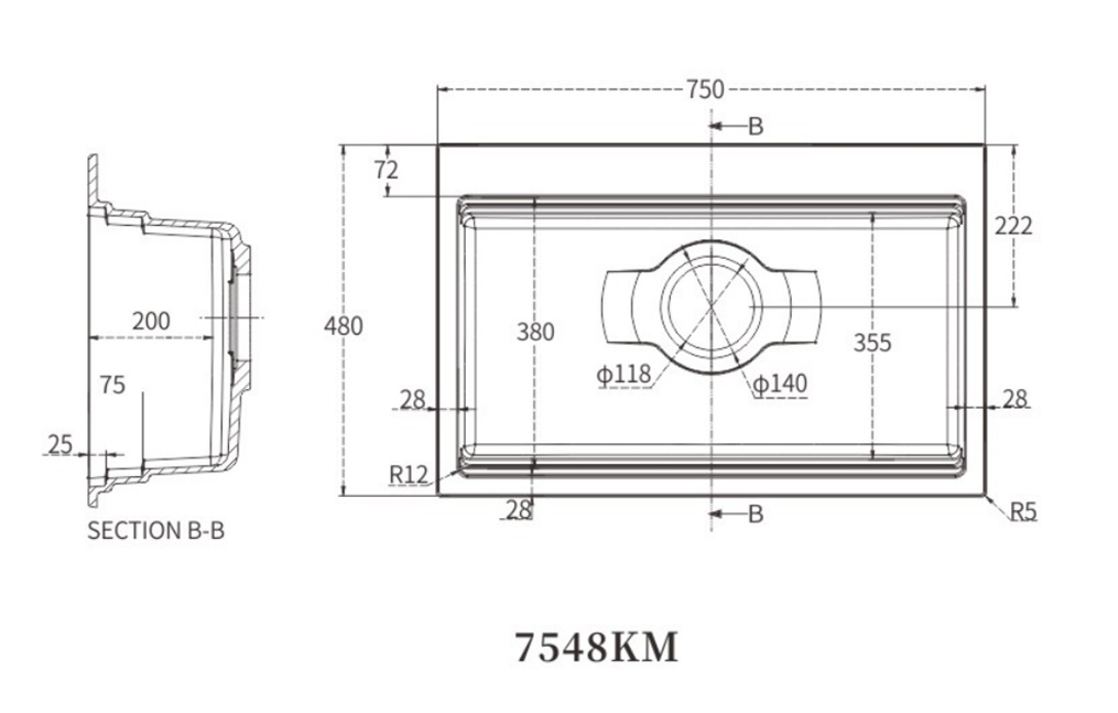 Black quartz sink