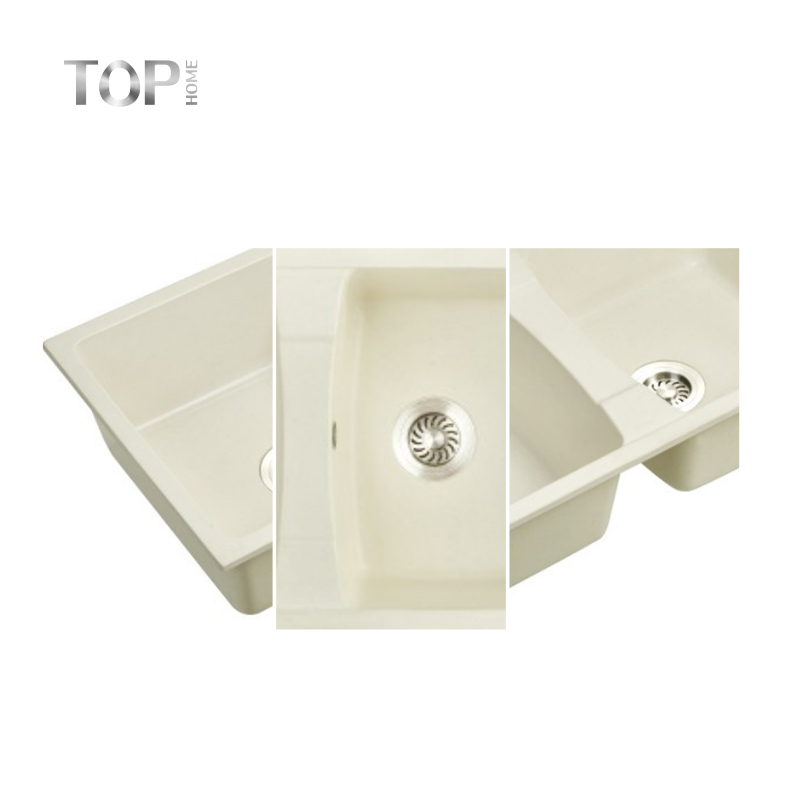 White Quartz Double Bowl Undermount Kitchen Sink