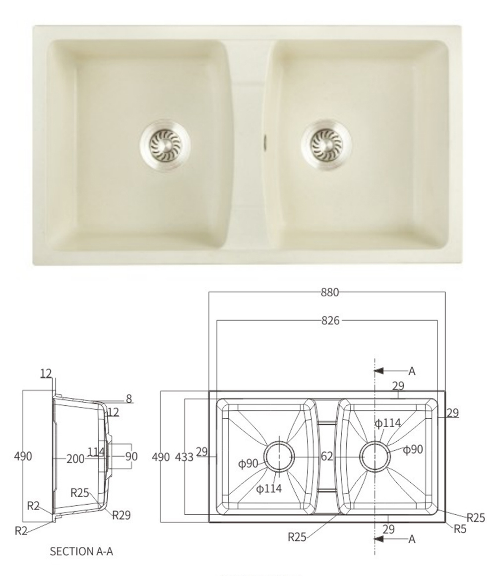 Quartz sink