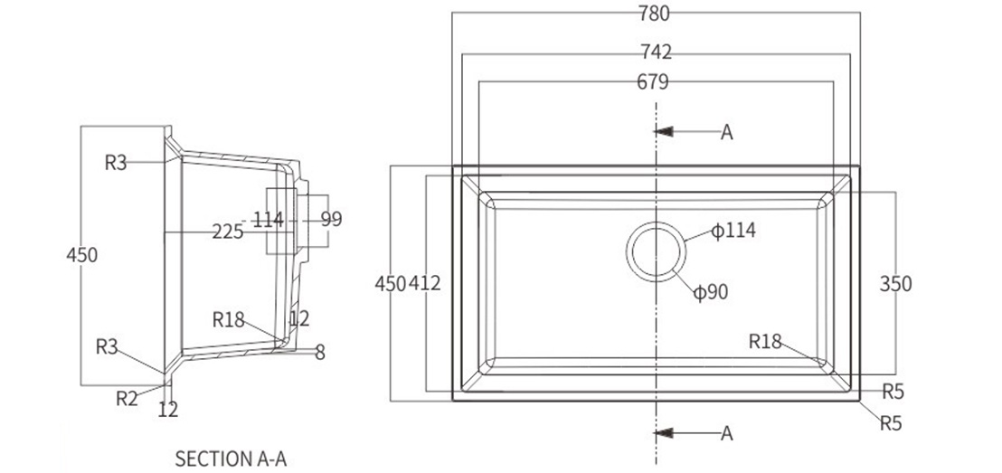 Single bowl kitchen sink