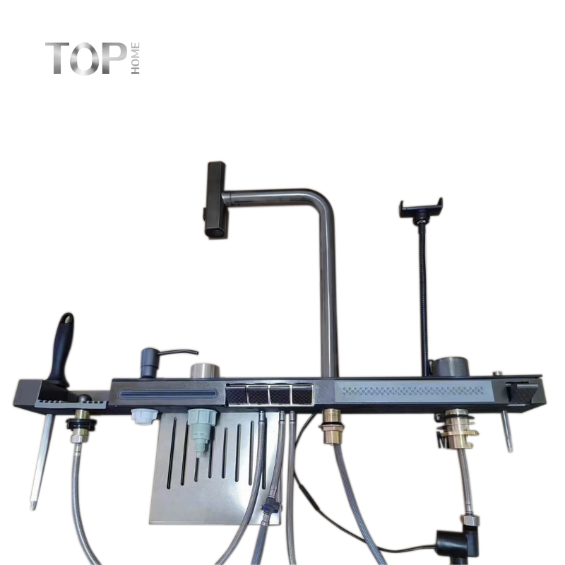스테인리스 스틸 폭포수 수도꼭지가 있는 다기능 주방 싱크대