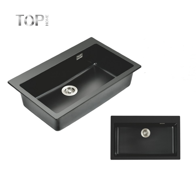 Black Granite Composite Bove Counter Kitchen Sink