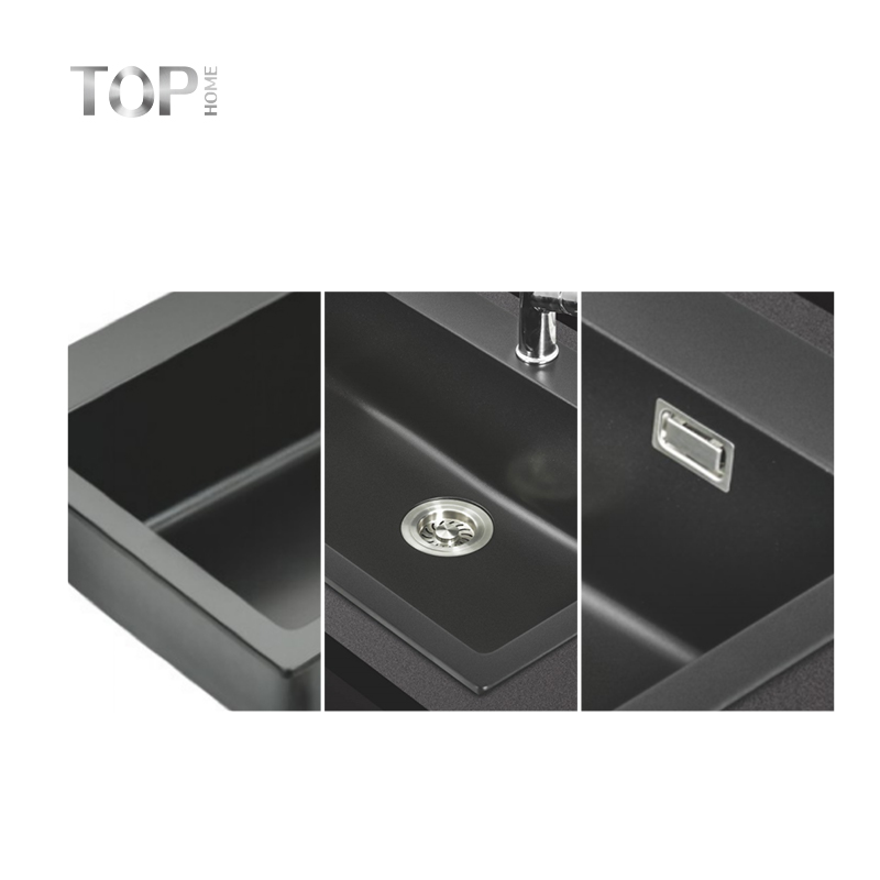 Black Granite Composite Bove Counter Kitchen Sink