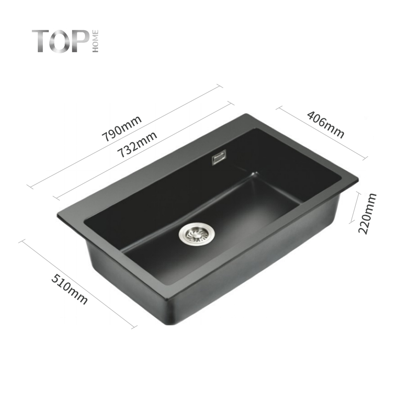 Black Granite Composite Bove Counter Kitchen Sink