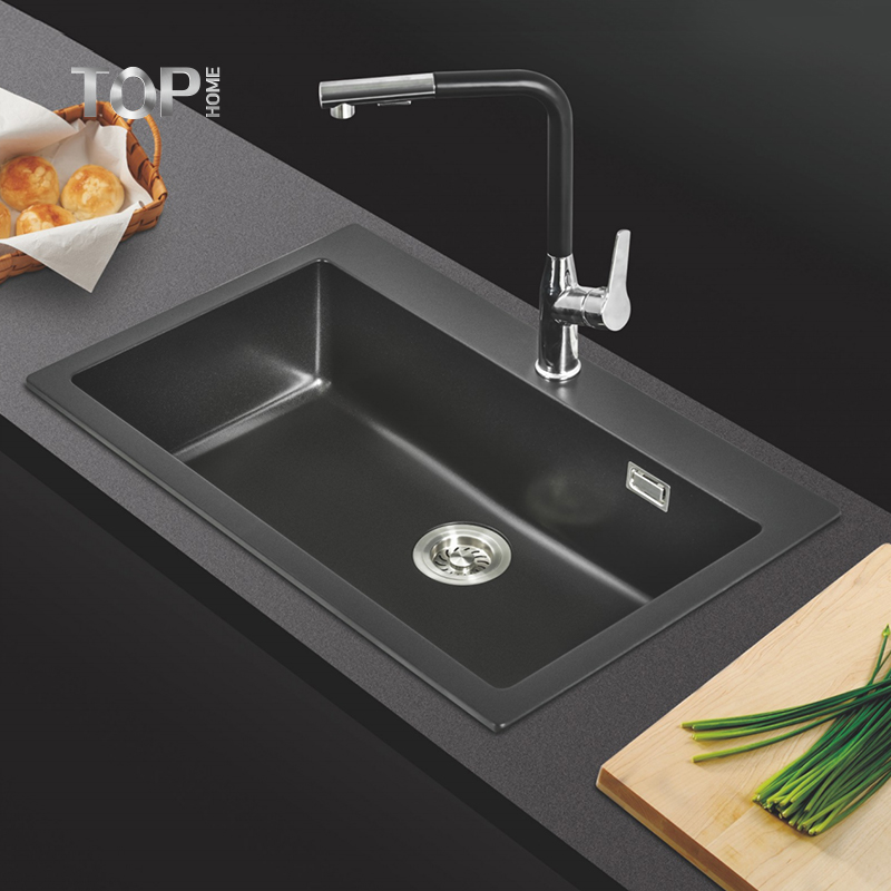 Black Granite Composite Bove Counter Kitchen Sink