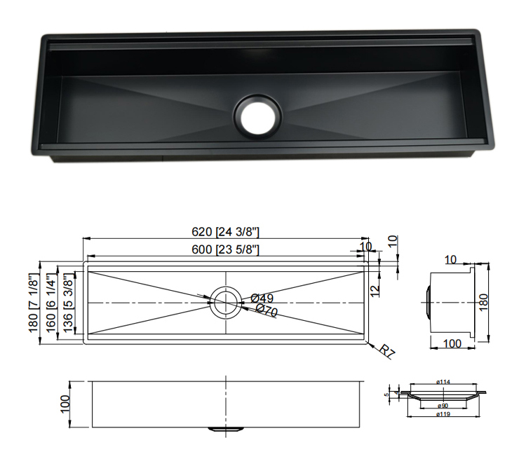 Metal vessel sink