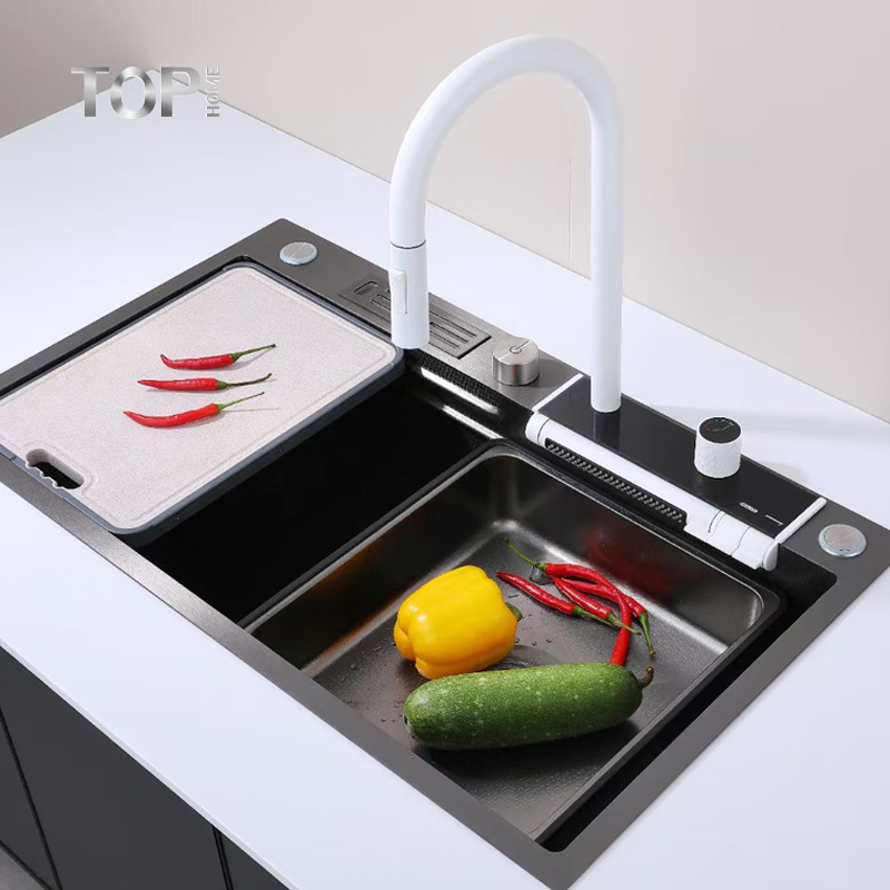 Hindi kinakalawang na Steel Waterfall Kitchen Sink Faucet