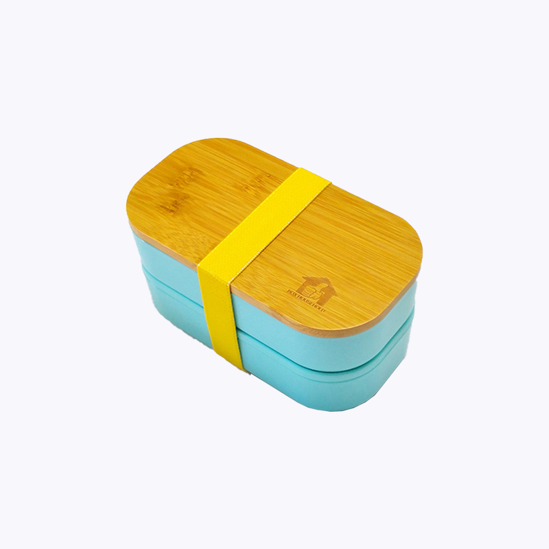 Двухслойная коробка для завтрака Эко с крышкой из бамбука