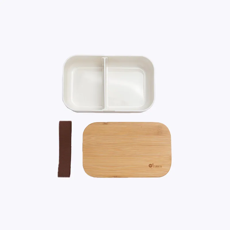 Bamboe Deksel Sandwich Bento Lunchbox Met Compartimenten