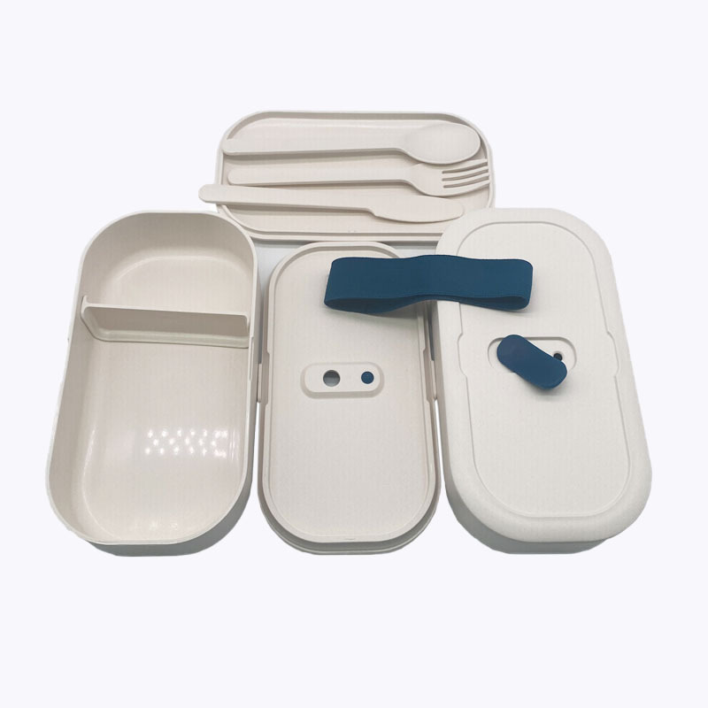 Caja de almuerzo de fibra de bambú con compartimentos