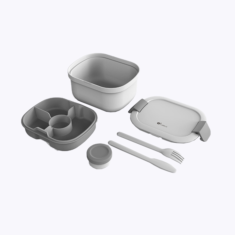 2-in-1-Salat-Lunchbehälter-Plastikschüsseln