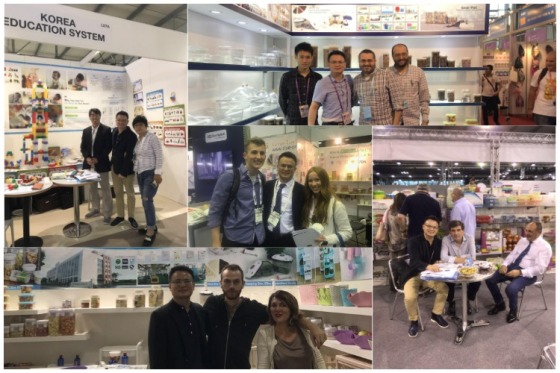 At the exhibition with customers