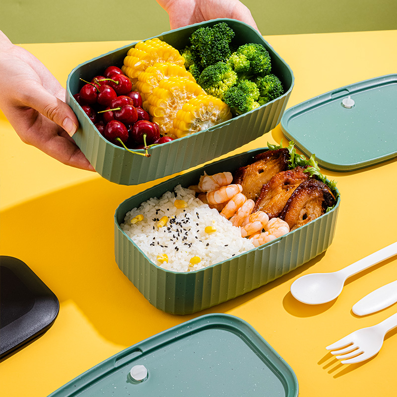 IJIAMY Portapranzo, Lunch Box, Porta Pranzo da Ufficio, Bento Box con 3  Scomparti e Posate, No BPA