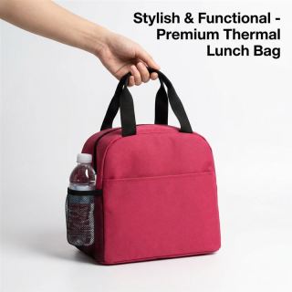 Premium Pink Insulated Lunch Bag - Large Capacity Thermal Tote with Side Mesh Pocket & Leakproof Lining for Office, School, and Picnics