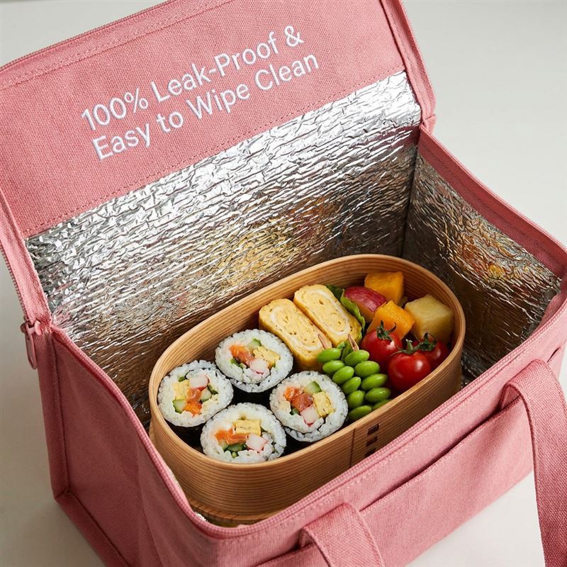 Premium Pink Insulated Lunch Bag - Large Capacity Thermal Tote with Side Mesh Pocket & Leakproof Lining for Office, School, and Picnics